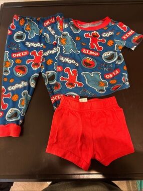 Sesame Street Elmo & Cookie Monster Kids Pajama Set - Blue/Red